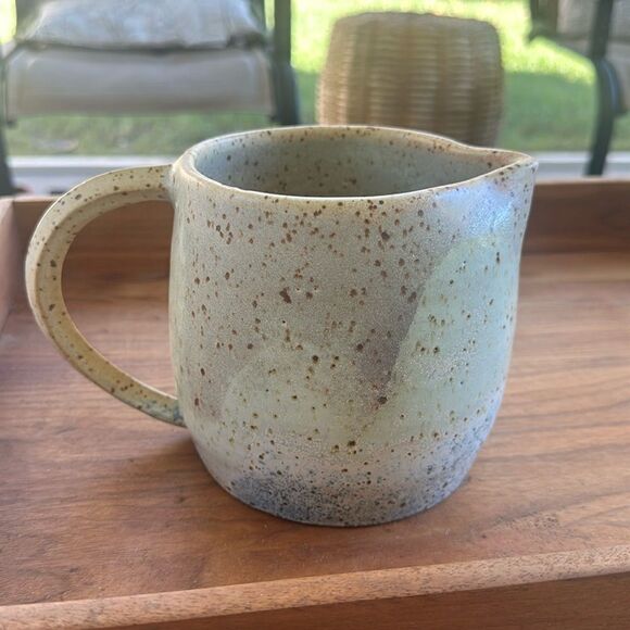 Handmade Glazed Speckled Pitcher Pottery with Handle - Picture 1 of 14